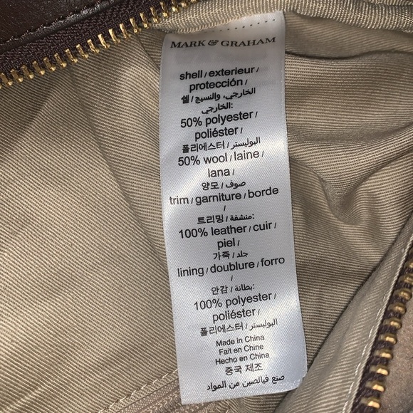 Preloved Window Pane Wool Overnighter Duffle/Tote Plaid Bag by Mark & Graham - Picture 10 of 12